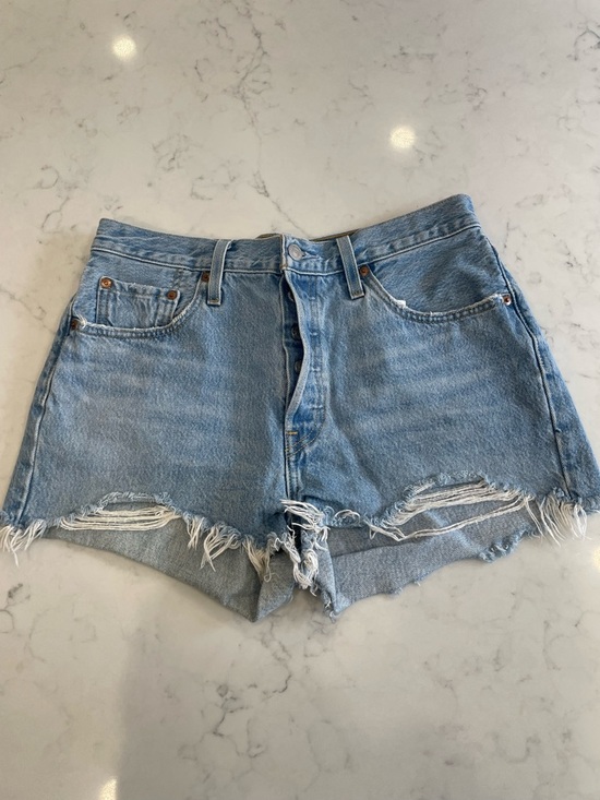 Levi's Pants - Levi's 501 button front Light Blue Distressed Denim Cutoff Shorts